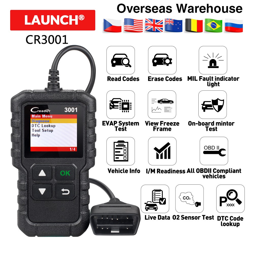 Thiết Bị Quét Chẩn Đoán Lỗi Động Cơ Xe Hơi x431 cr3001 full obd2 Obd319