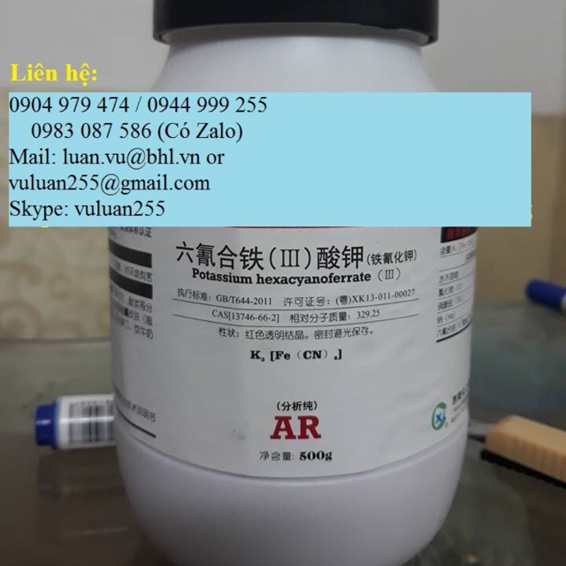 K3Fe(CN)6 Kali ferricyanid muối Potassium hexacyanoferrate lọ 500g CAS 13746-66-2