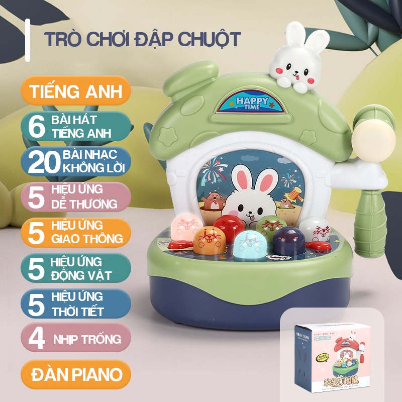 Đồ chơi cho bé đồ chơi đập chuột với các bài hát tiếng anh và đèn led DC15 KIDSGARDEN