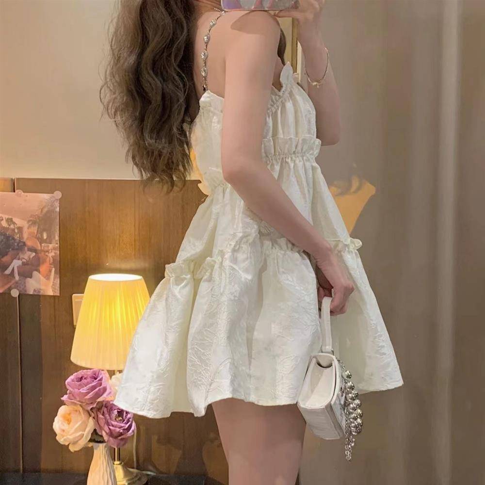 Váy babydoll đầm babydoll chân váy trắng Đầm Ngắn Chữ váy trắng váy tiểu thư