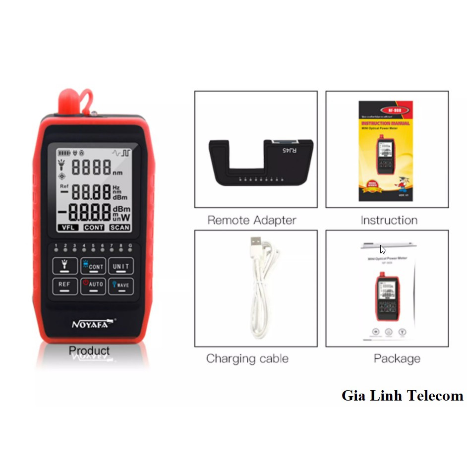 Máy đo công suất quang NOYAFA NF908 pin sạc test LAN