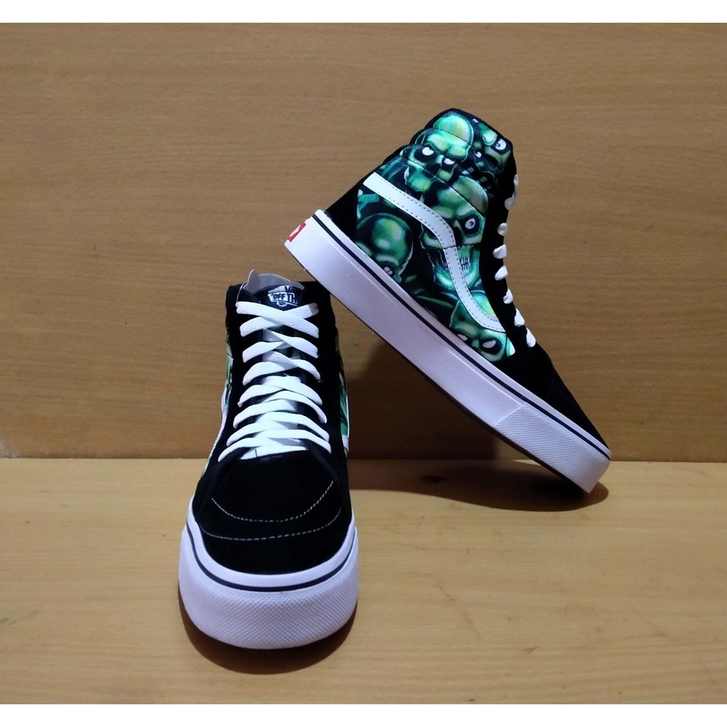 Giày Thể Thao Vans Sk8 Ijo Sk8-Hi Supreme Hình Đầu Lâu Độc Đáo Gree