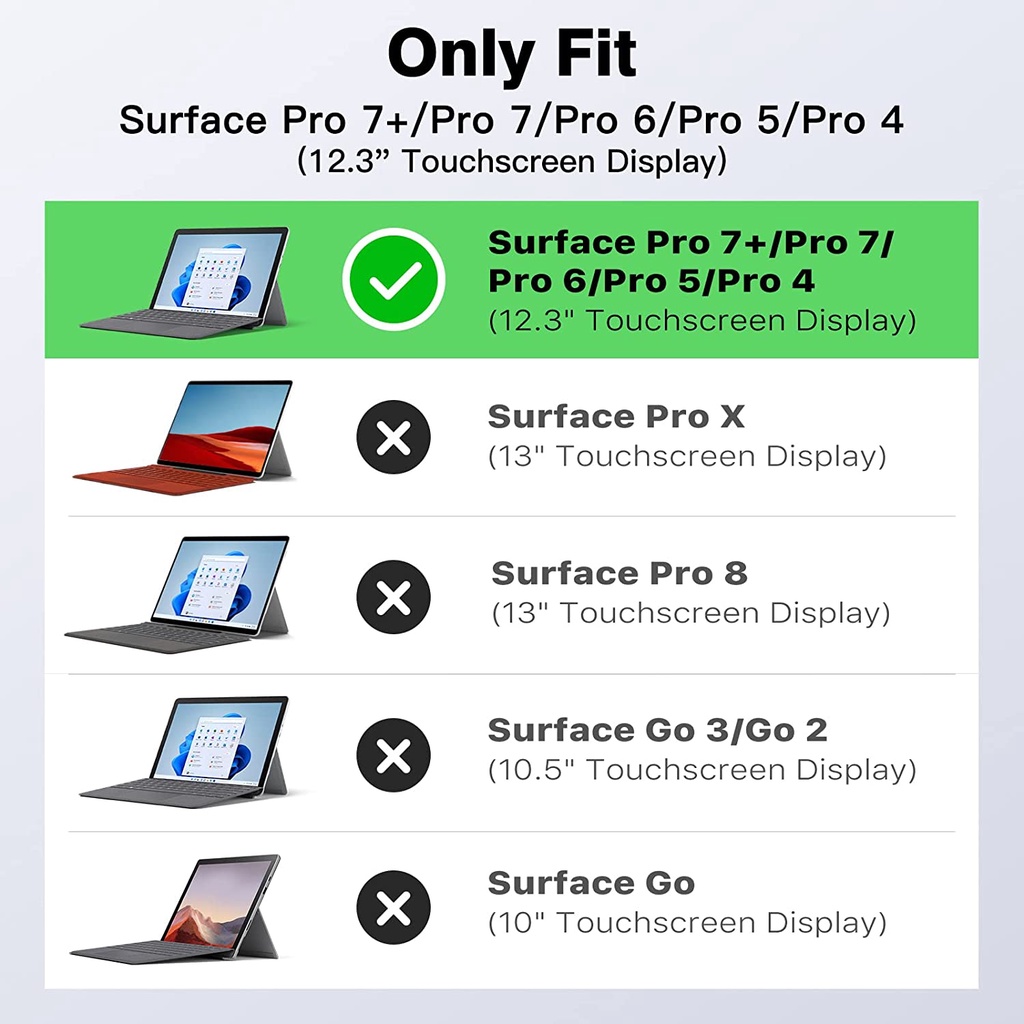 Bao Da Máy Tính Bảng Kèm Ngăn Đựng Bút Cho Microsoft Surface Pro 7 Plus / Pro7 / Pro 6 / Pro 5 / Pro 4 / LTE