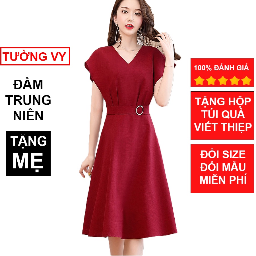 Đầm trung niên sang trọng cho mẹ bigsize thiết kế dáng suông đẹp cao cấp dự tiệc TV119 - TƯỜNG VY FASHION