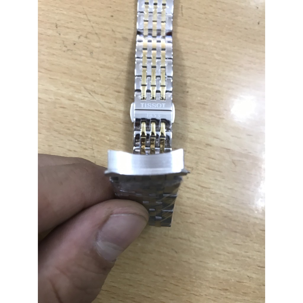[SALE] Dây đồng hồ kim loại TISSOT 1853 size 19, màu BẠC (tặng 2 chốt dây)