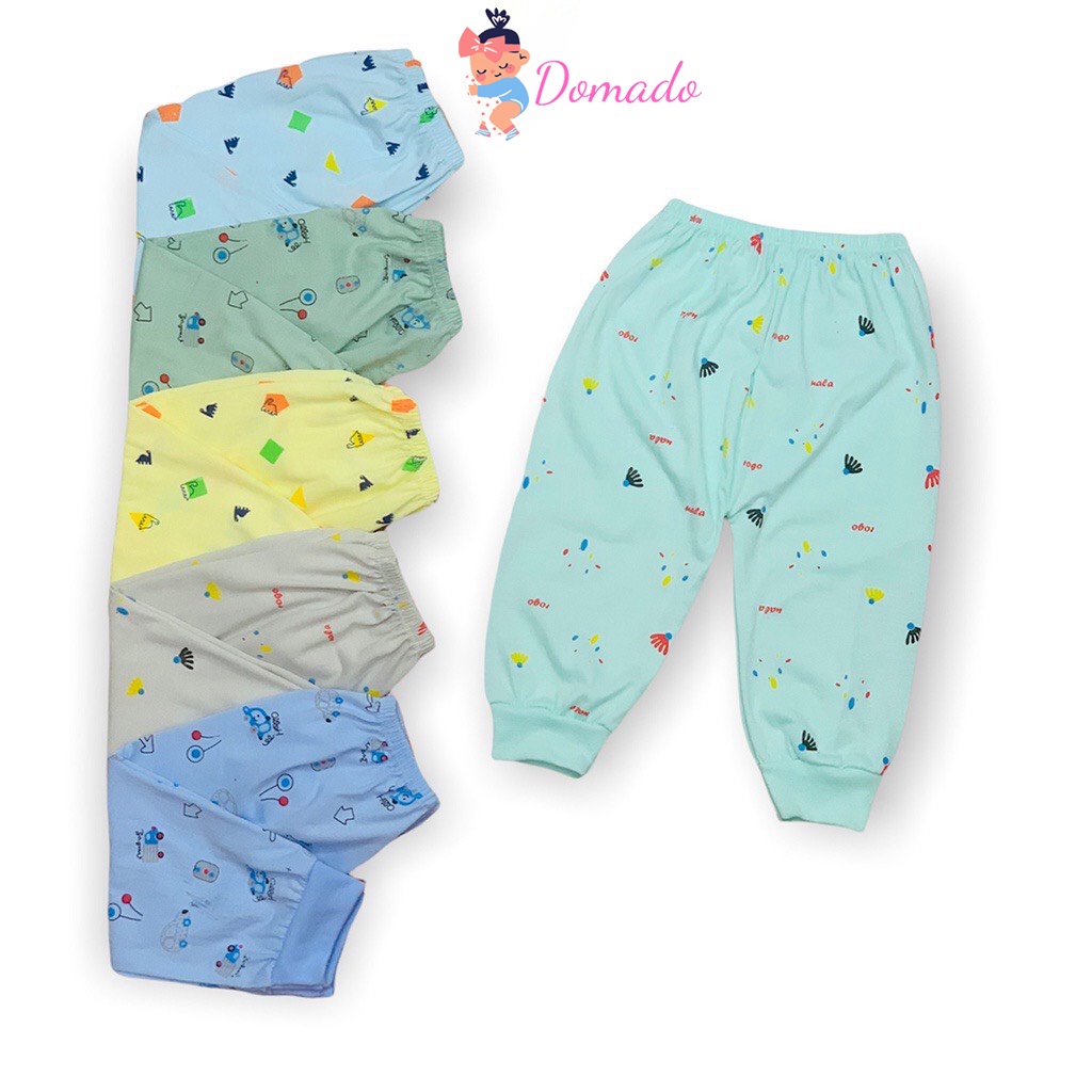 Quần dài quần chục cotton bo gấu cạp thường họa tiết nhỏ xinh đáng yêu cho bé trai bé gái DOMADO
