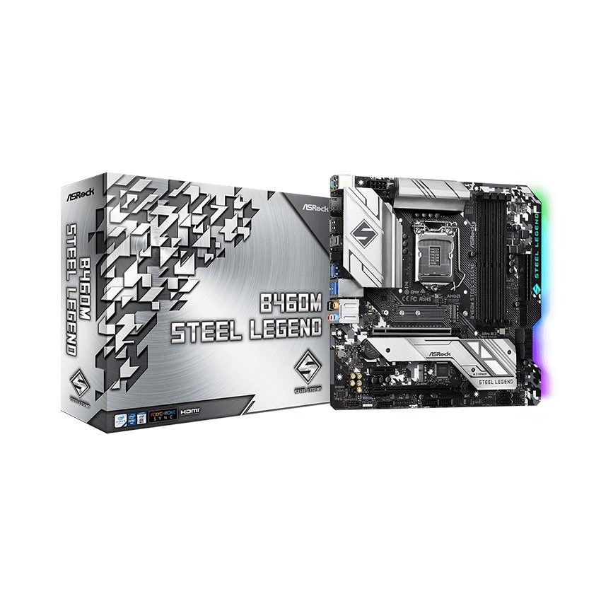 Main Asrock B460M STEEL LEGEND , 4 Khe Ram, ITX, Syn Led, NVME - Bảo hành 36Th | BigBuy360 - bigbuy360.vn