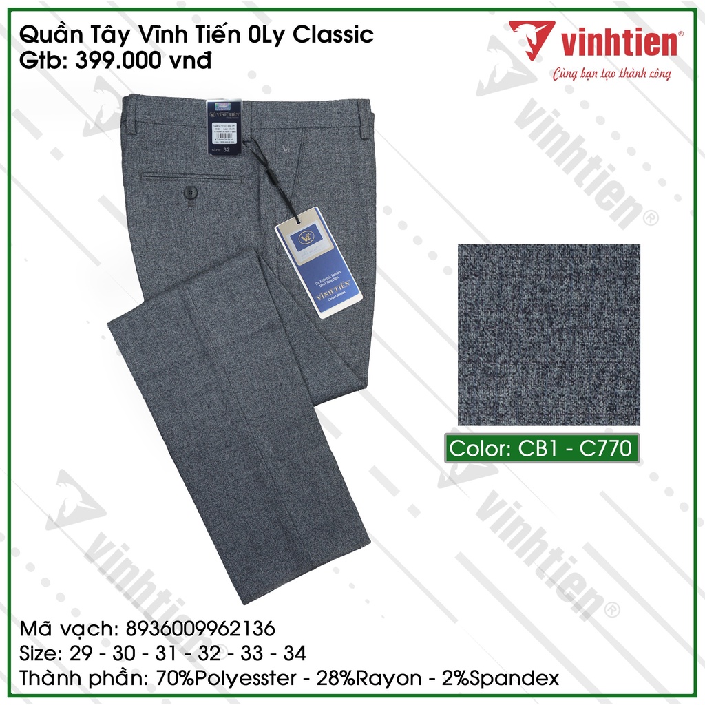 Quần Tây Công Sở Nam 0ly Classic Vĩnh Tiến 399