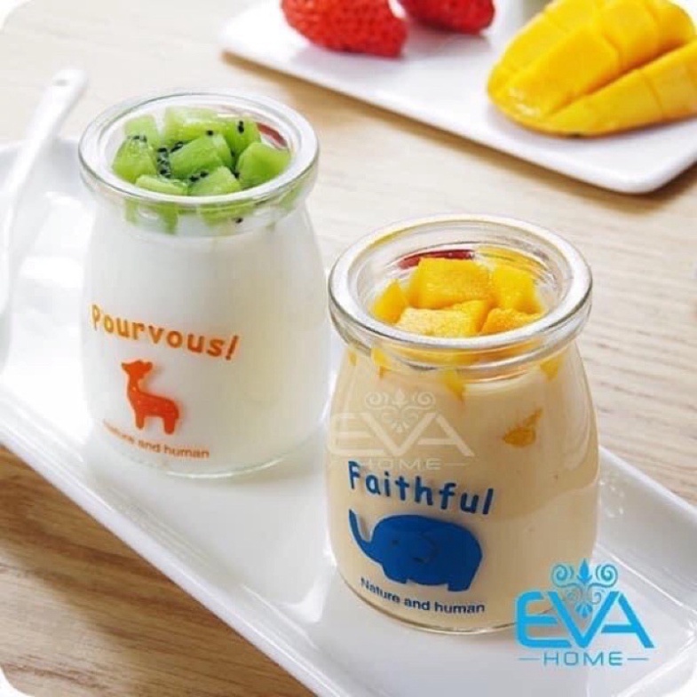 Set 12 hũ thuỷ tinh làm sữa chua dung tích 100ml in hình ngẫu nhiên | BigBuy360 - bigbuy360.vn
