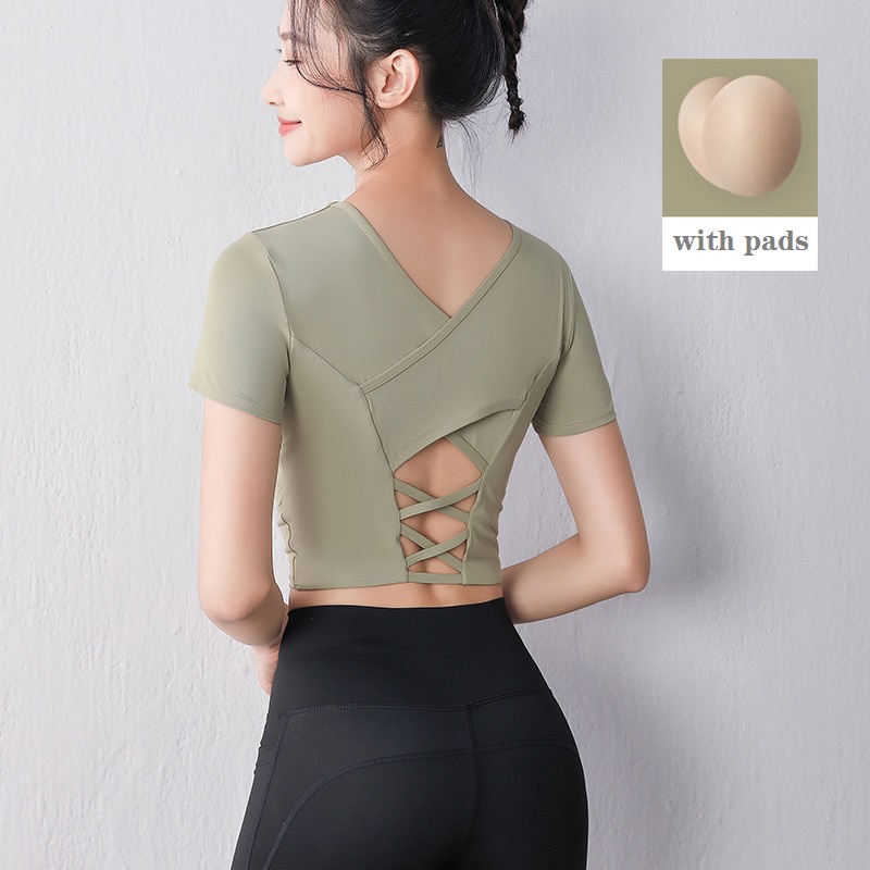 Áo Thun Thể Thao Lưng Phối Lưới Thoáng Khí Nhanh Khô Cho Nữ