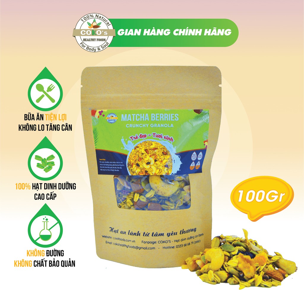 Combo 5 Gói Ngũ Cốc Granola Gói 100gr COKO'S FOOD Ngũ Cốc Siêu Hạt Dinh Dưỡng Tiện Lợi