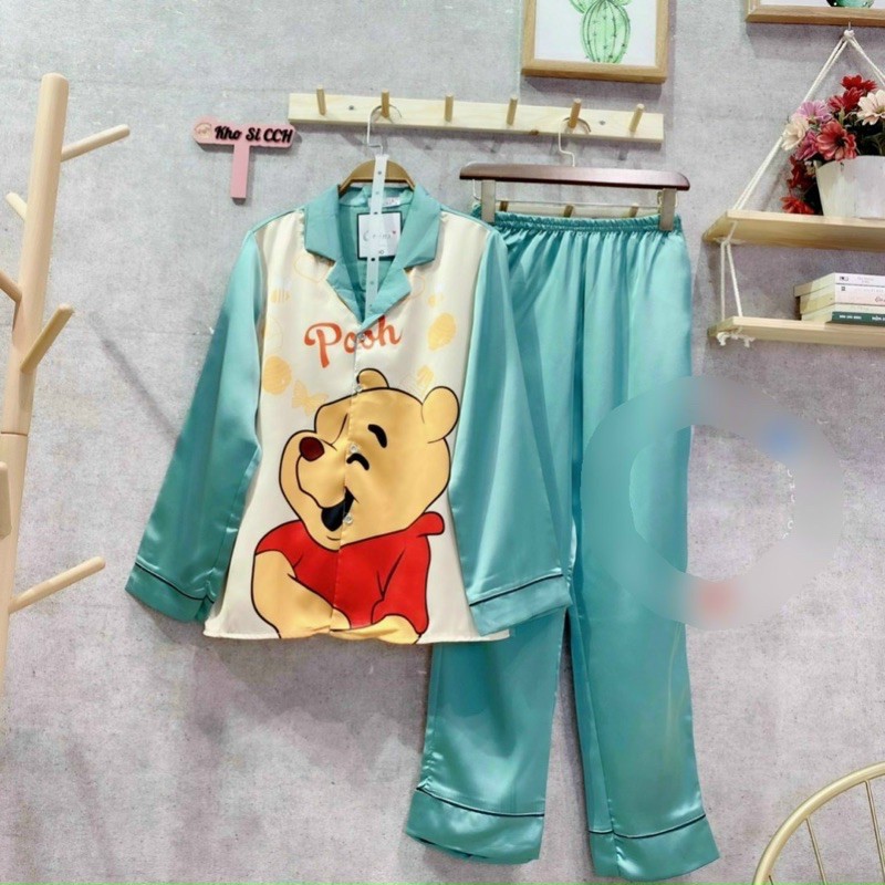 Đồ Ngủ💖Đồ Bộ Pijama Lụa Tay Dài Thiết Kế Họa Tiết In 3D Dễ Thương | BigBuy360 - bigbuy360.vn