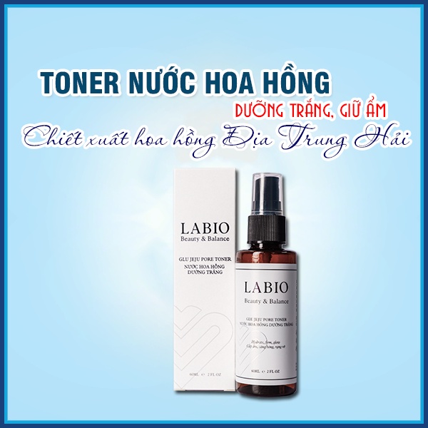 Toner LABIO Tinh Chất Hoa Hồng Địa Trung Hải 60ml - Se Khít Lỗ Chân Lông, Tăng Cường Hoạt Hóa Da Mặt