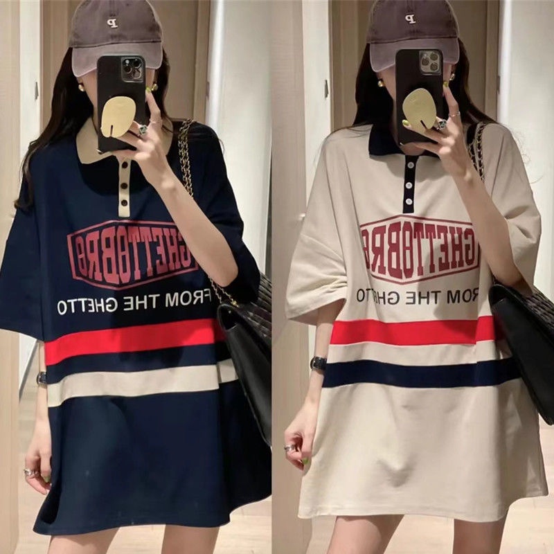 Áo Thun POLO Ngắn Tay Họa Tiết Sọc Ngang Phong Cách Hàn Quốc Mẫu Mới Dành Cho Nữ