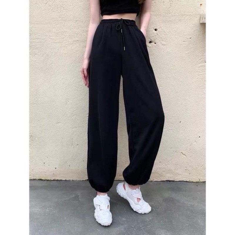 Quần Jogger Nỉ Thêu SPUN Ulzzang Quần Bom Bo Chun Cá Tính vải da cá