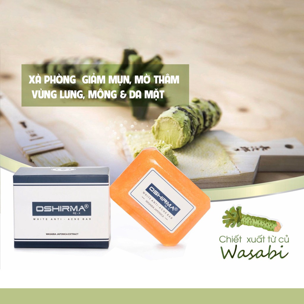 [OSHIRMA NHẬT BẢN chính hãng] Xà phòng GIẢM MỤN LƯNG - MÔNG - NGỰC & DA MẶT hiệu quả dịu nhẹ chiết xuất Mật Ong & Wasabi