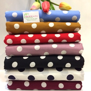 V219🌈 VẢI TWILL HOẠ TIẾT CHẤM BI MAY ĐỒ CHO DOLL, OBITSU, DIY, HANDMADE, QUILTING, SCRUNCHIES..