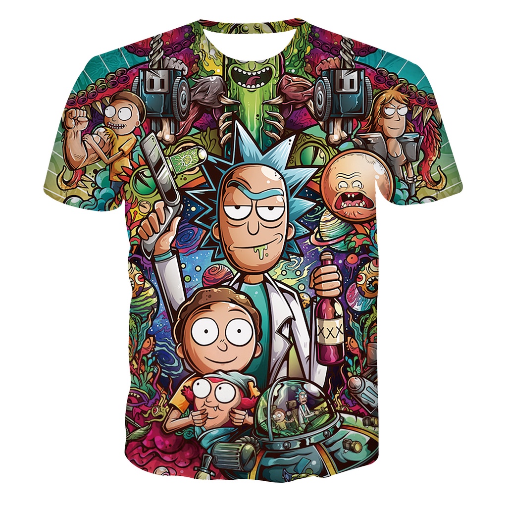 Áo thun nam tay ngắn in hình Rick và Morty 3D 6 màu sắc