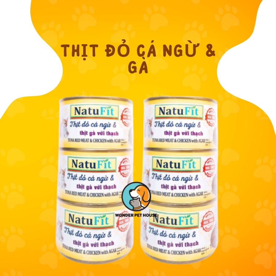 Pate cá ngừ thạch NatuFit lon 160g cho Chó Mèo kén ăn