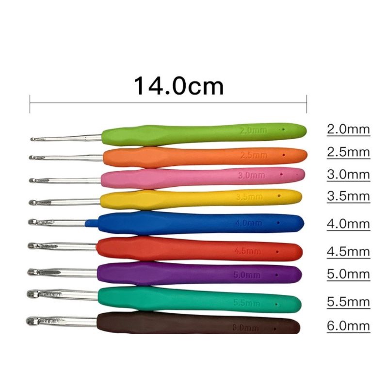 Bộ 9 Kim Móc Bằng Nhôm Mềm Chống Trượt Tiện Dụng Cho Đan Móc DIY