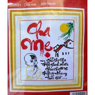Tranh thêu chữ thập Cha mẹ (chưa thêu) 222691