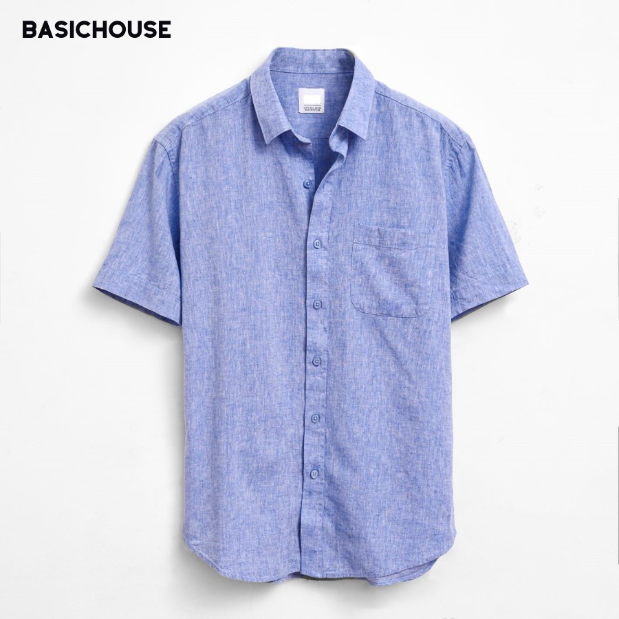 [CHÍNH HÃNG] Áo sơ mi tay ngắn👘 áo sơ mi nam đẹp vải mát sang trọng vải Linen | BASICHOUSE | BigBuy360 - bigbuy360.vn