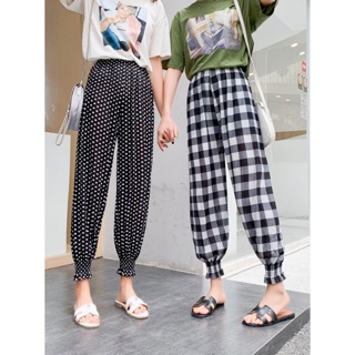 Quần nữ Caro gấu bo chun cách điệu cực xinh