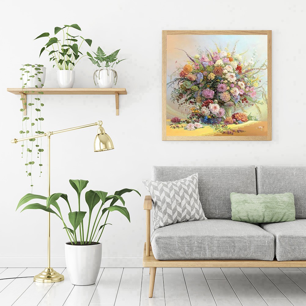 Bộ Tranh Đính Đá 5d Tự Làm Hình Bình Hoa Độc Đáo