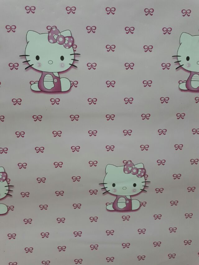 Decal giấy dán tường kitty áo hồng (khổ rộng 45cm)