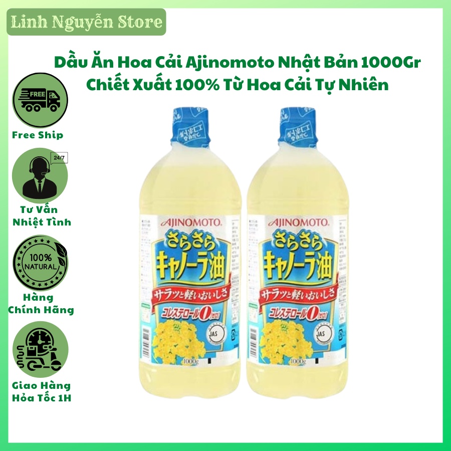 (Date 9/2022) Dầu ăn hoa cải Ajinomoto chai 1L