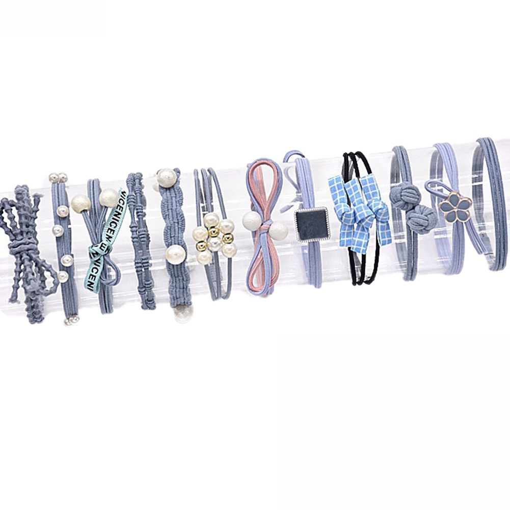 Set 12 Dây Cột Tóc Co Giãn Nhiều Kiểu Xinh Xắn Cho Nữ