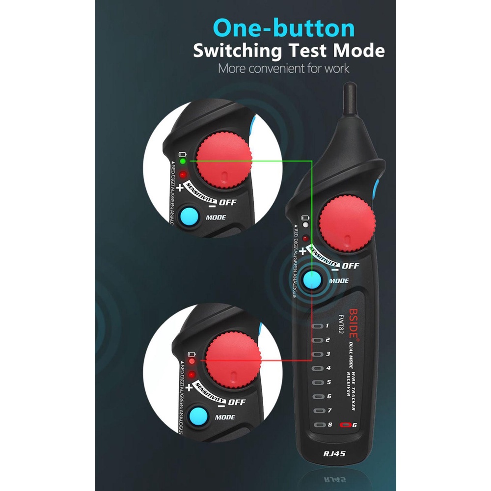 LONTIME Dụng Cụ Kiểm Tra Dây Cáp Mạng LAN Detecteur BSIDE FWT81