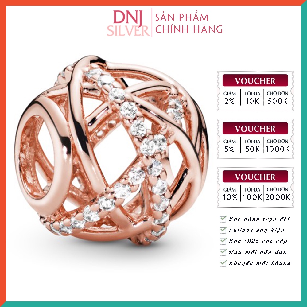 Charm bạc 925 cao cấp, hàng chuẩn bạc - Charm RoseGold with clear cubic zirconia thích hợp để mix vòng tay charm - DN277