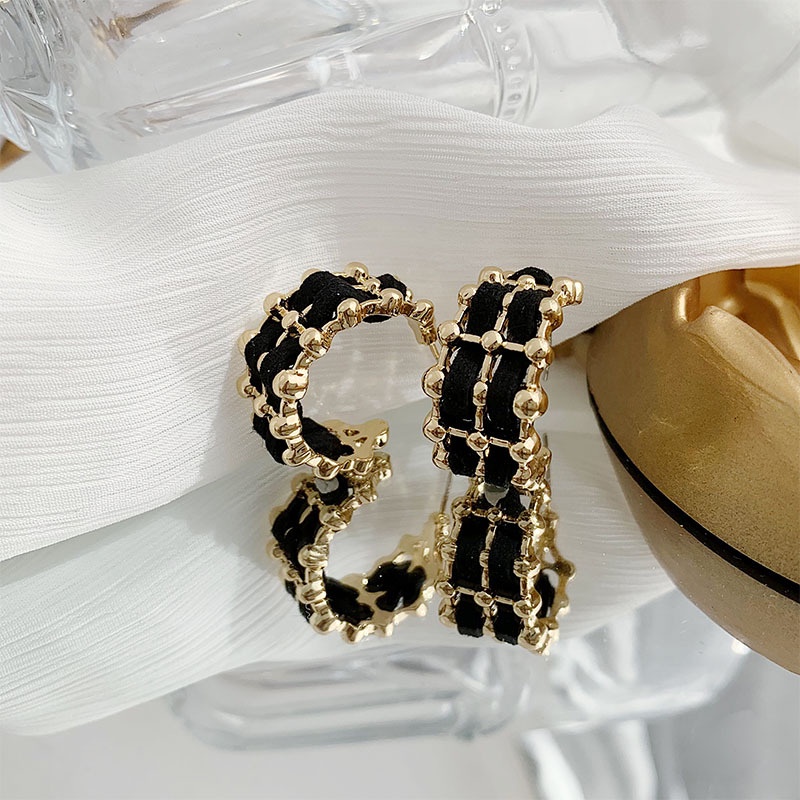 Khuyên tai kẹp không bấm lỗ chốt cố định K130 bằng hợp kim mạ vàng hình chữ C bigsize dáng ngắn Leous Accessories