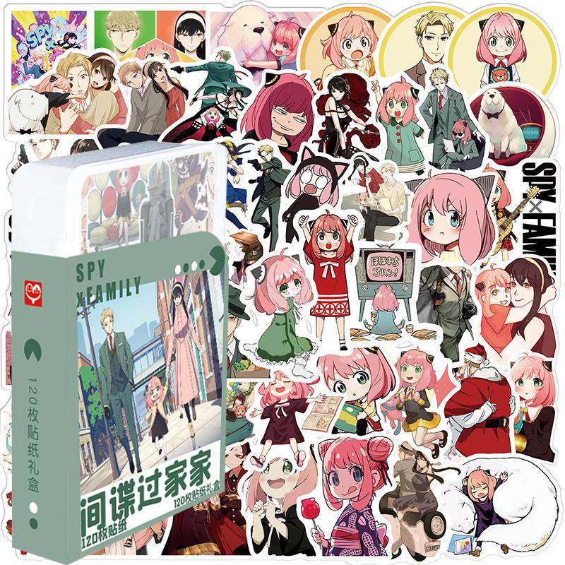 Hộp 120 Hình Dán Anime SPYxFAMILY Loid Forger Anya Forger Yor Forger Cho Điện Thoại / Laptop