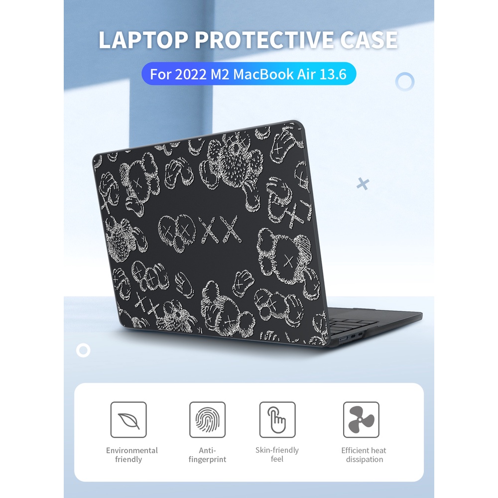 Laptop Case For MacBook Air pro13 16 Pro 13.3 Air 13.6 2022 M2 A2681 A2338 Cover Matte Black Protective Shell M1 Chip Pro 14 16 15 Inch  Notebook Cover 2021 Case and Screen Soft Film A2485 A2442 A2289 A2337