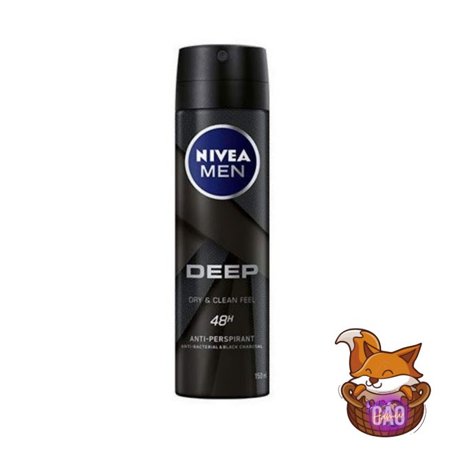 Bộ 3 chai xịt ngăn mùi Nivea Men than hoạt tính 150ml - Deep Espresso,Deep Amazonia,Deep Dry & Clean Feel