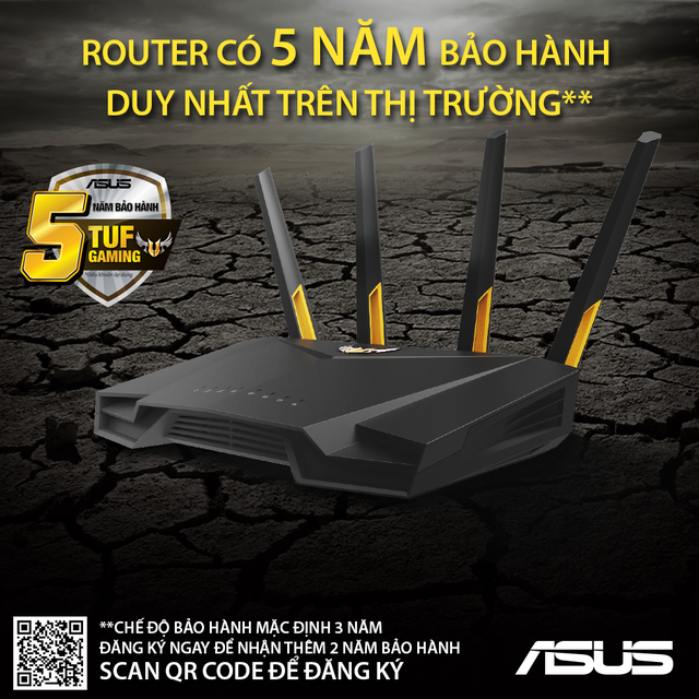 Router Wifi 6 ASUS TUF Gaming AX3000 Băng Tần Kép TUF-AX3000 - Hàng Chính Hãng