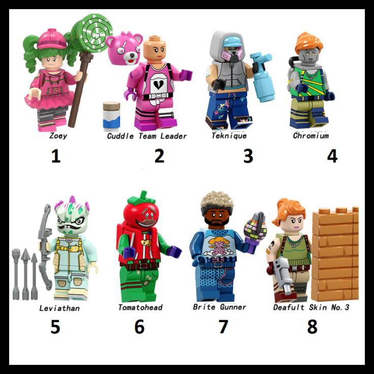 Mô Hình Lego Nhân Vật Fortnite Zoey Brite Teknique Chromium Leviathan Tomato Minifigure