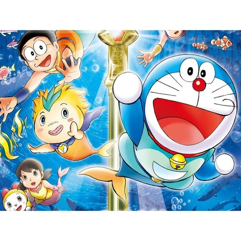 Bộ tranh đính đá 5D họa tiết hoạt hình Doremon độc đáo DIY 40X30