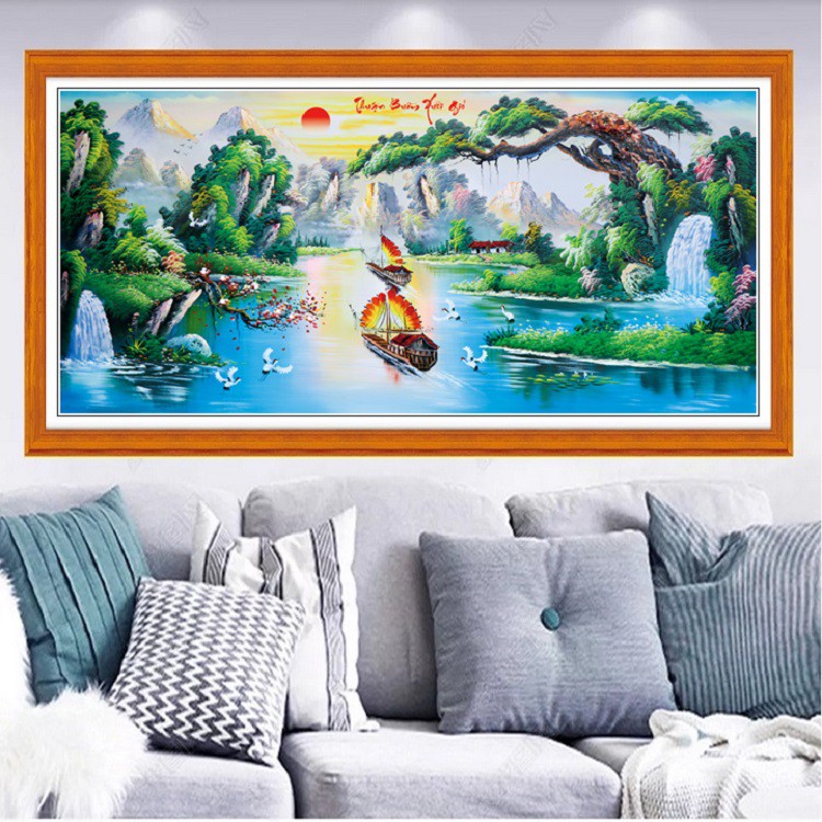 Tranh đính đá Thuận buồm xuôi gió Kích thước 130x65cm