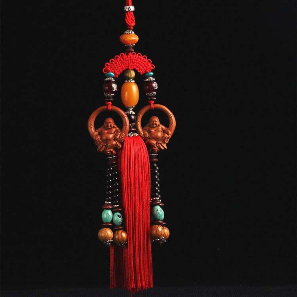 Mặt Dây Chuyền Bằng Gỗ Đào Điêu Khắc Thủ Công Treo Gương Chiếu Hậu Trang Trí Xe Hơi