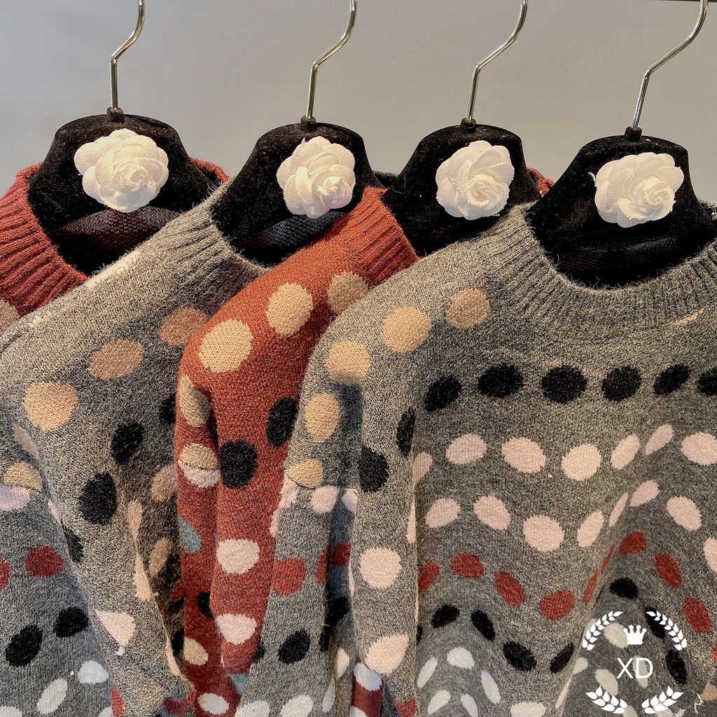 Áo len nữ cổ tròn phom rộng, kiểu dáng basic dễ phối đồ, chất len đẹp, không xù, kiểu dáng thời trang | BigBuy360 - bigbuy360.vn