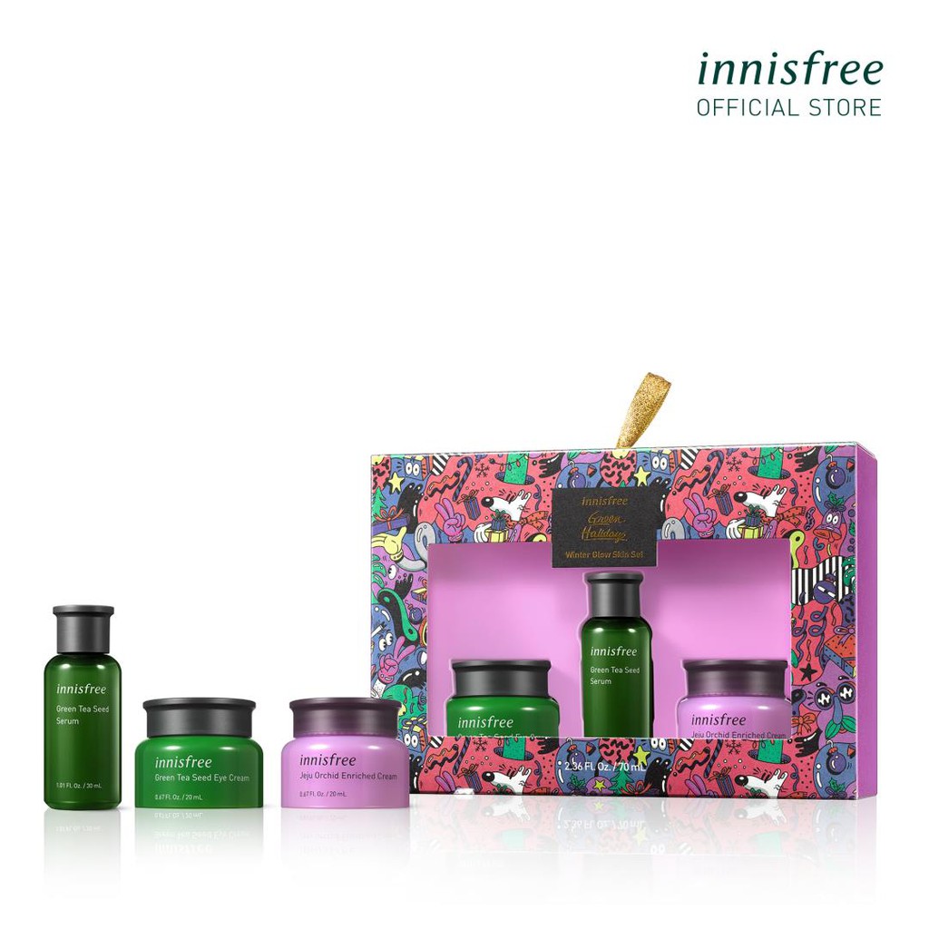 (Phiên bản giới hạn) Bộ dưỡng da mùa đông innisfree Winter Glow Skin Set Green Holidays Limited Edition