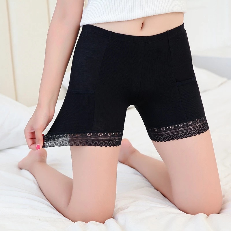 Quần Short Legging Vải Cotton Phối Ren Mỏng Thoáng Khí Có Túi Bảo Vệ An Toàn Cho Nữ | BigBuy360 - bigbuy360.vn