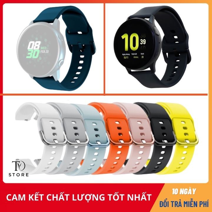 (HÀNG CAO CẤP) Dây đồng hồ cao su/ Silicon 20mm cho đồng hồ thông minh (Galaxy Active, Galaxy watch 42, Ticwatch 2...)