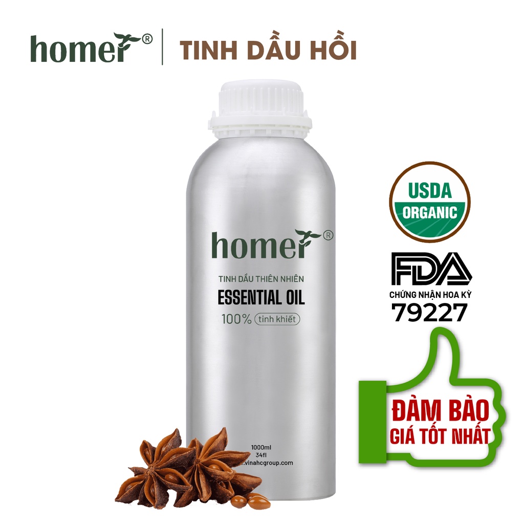 Tinh dầu Hoa Hồi Homer 500ML/ 1L - Star Anise Essential Oil  - đạt chuẩn chất lượng kiểm định