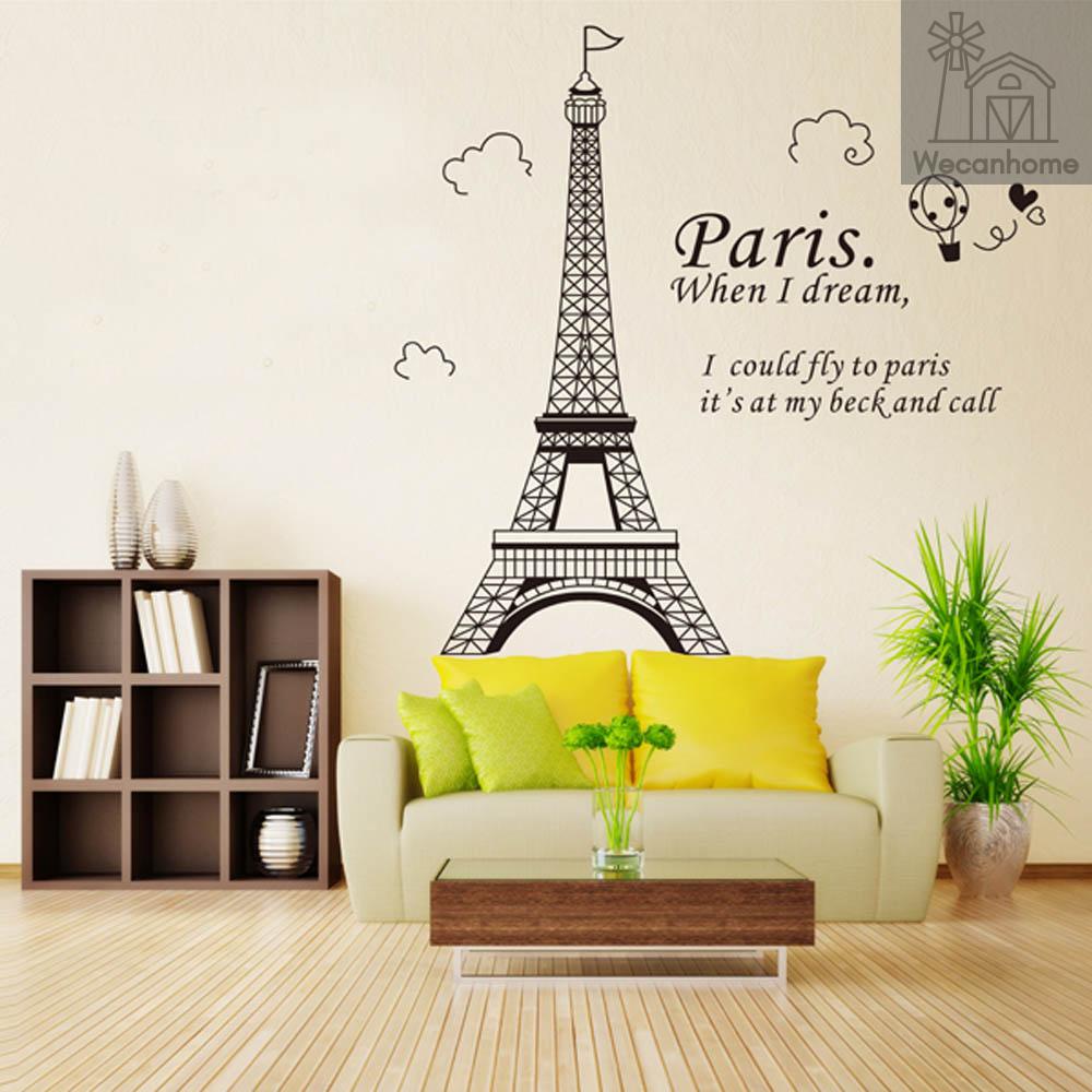 Romantic Paris Eiffel Tower Beautiful View of France DIY Wall Wallpaper Stickers Art Decor Mural Room Decal