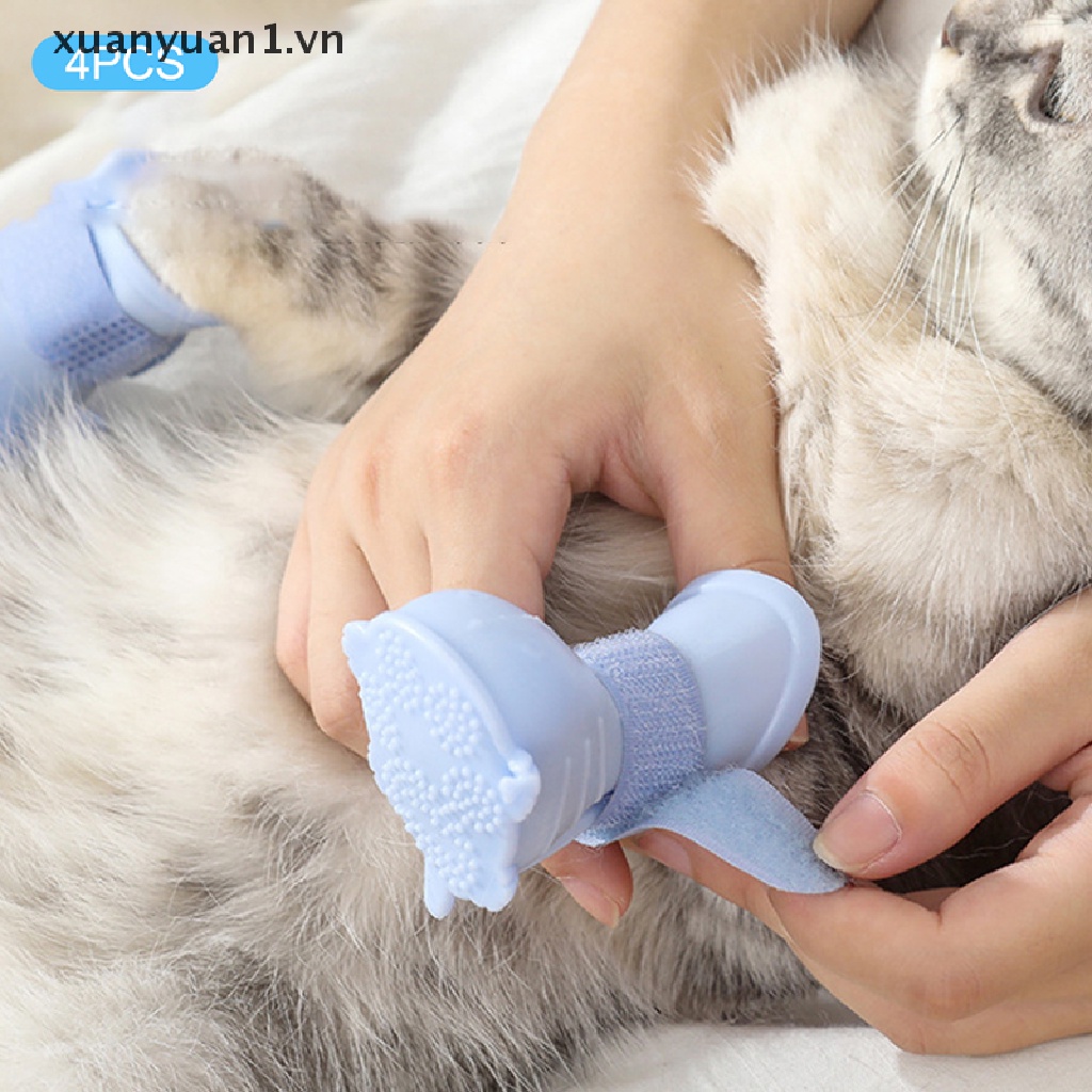 Set 4 Vỏ Bọc Giày Đi Mưa Chống Trượt Chống Thấm Nước Dành Cho Thú Cưng