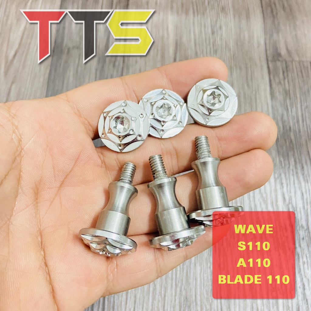 Bộ 2 ốc salaya nắp dầu Wave Blade, WAVE S110, A 110 nắp đầu vuông chất liệu inox 304 bao sáng bóng